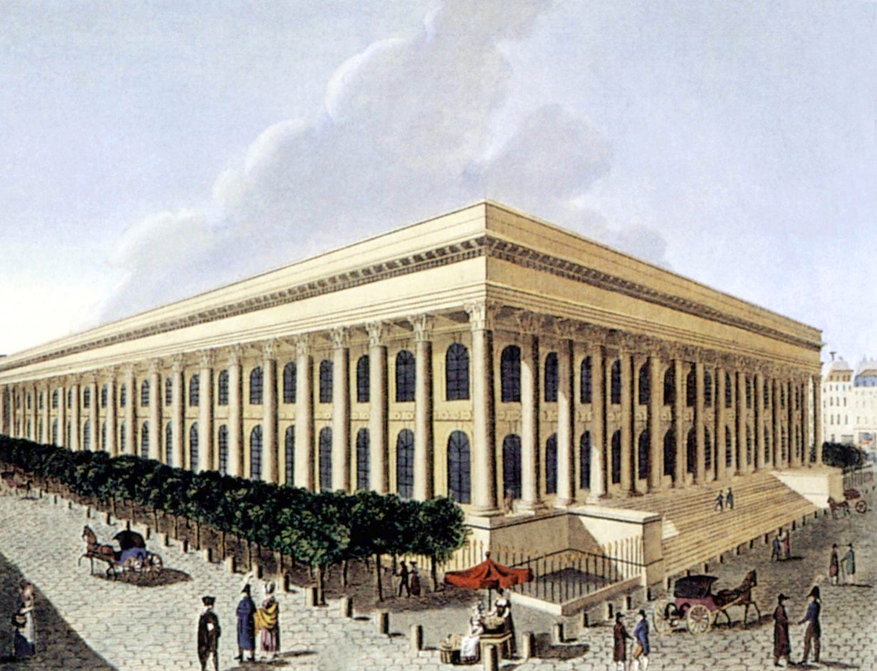 Paris börs, tidigt 1800-tal (gravyr) av Henri Courvoisier-Voisin