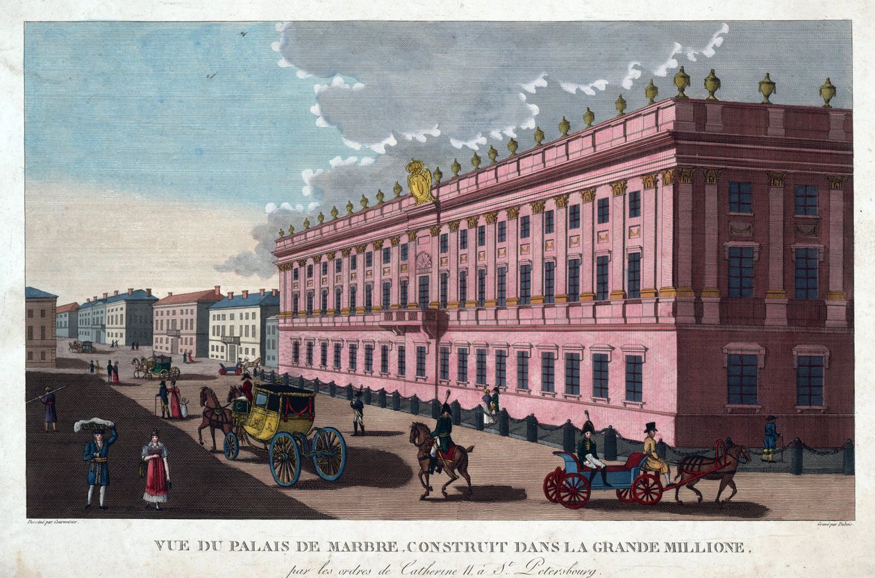 Marmorpalatset i Sankt Petersburg - Courvoisier-Voisin, Henri (1757-1830) - ca. 1811 - Etsning, akvarell - 32,4x49,3 - Privat samling av Henri Courvoisier Voisin