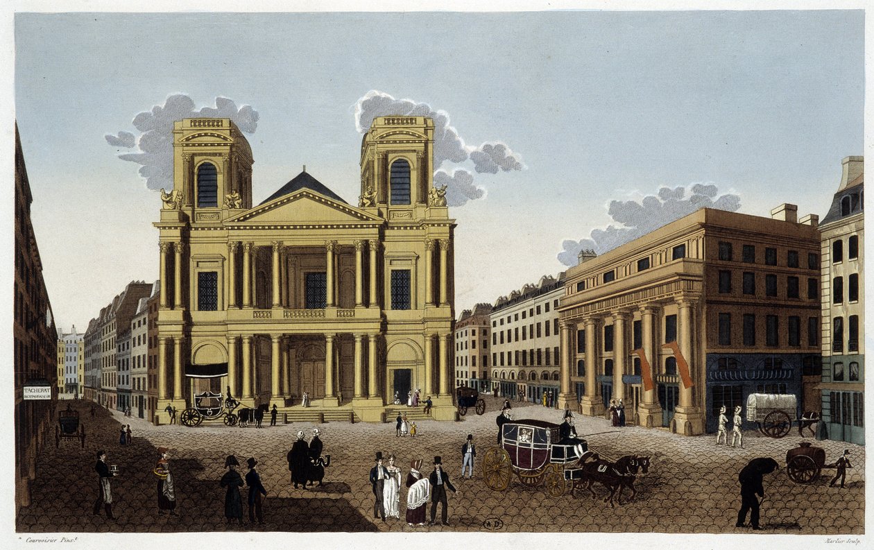 Saint-Eustache-kyrkan, cirka 1820 - i ""Views of Paris"" av Courvoisier av Henri Courvoisier Voisin