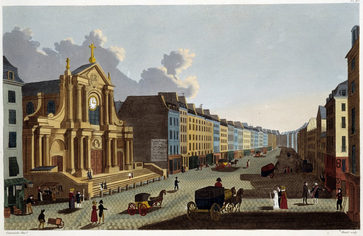 Saint-Roch Church, cirka 1820 - i ""Views of Paris"" av Courvoisier av Henri Courvoisier Voisin