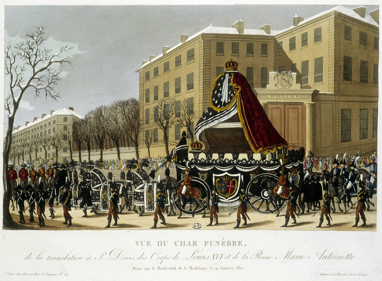 Begravningsvagn för översättningen av Louis XVI och Marie Antoinette till Saint Denis den 21 januari av Henri Courvoisier Voisin