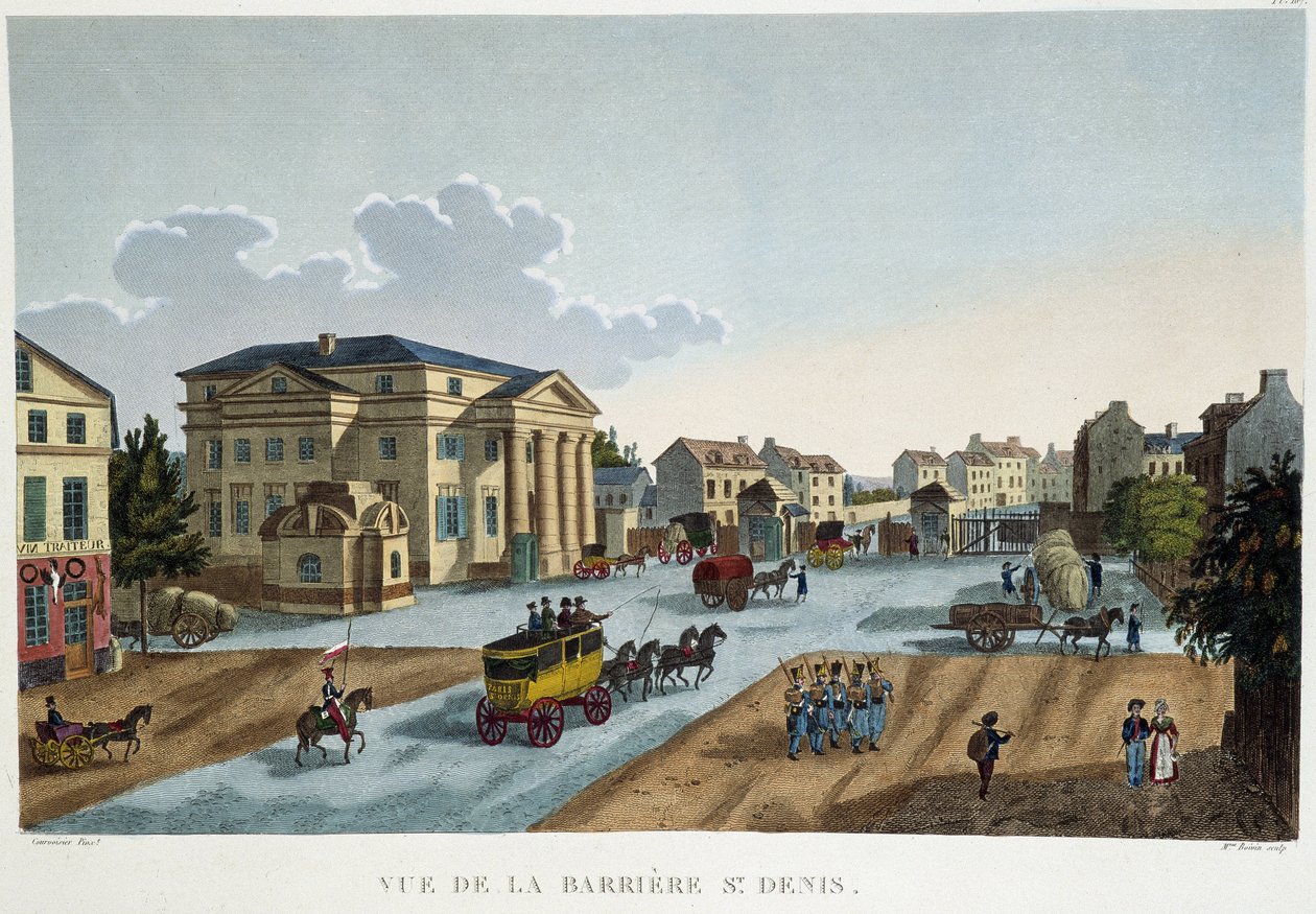 La barriär Saint-Denis, cirka 1827 - i "Vues de Paris" av Courvoisier av Henri Courvoisier Voisin