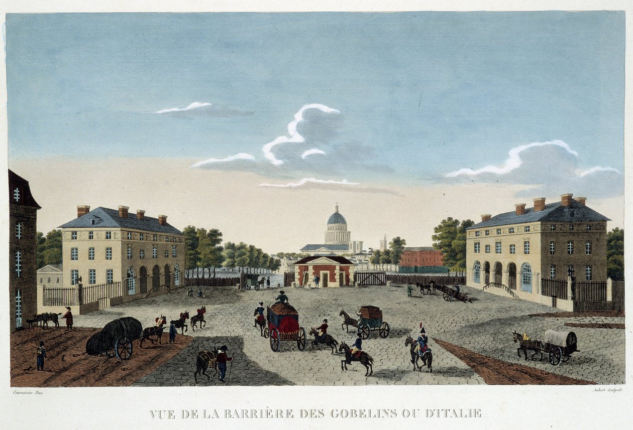 Gobelinerna eller den italienska barriären, cirka 1820 - i ""Views of Paris"" av Courvoisier av Henri Courvoisier Voisin