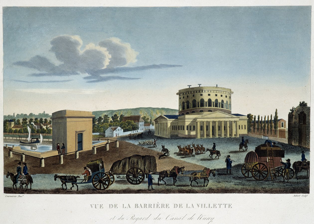 La barrier de la Villette, cirka 1820 - i "" Views of Paris "" av Courvoisier av Henri Courvoisier Voisin