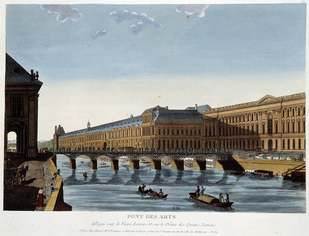 Pont des Arts och det gamla Louvren - i "Paris by Courvoisier"" av Henri Courvoisier Voisin