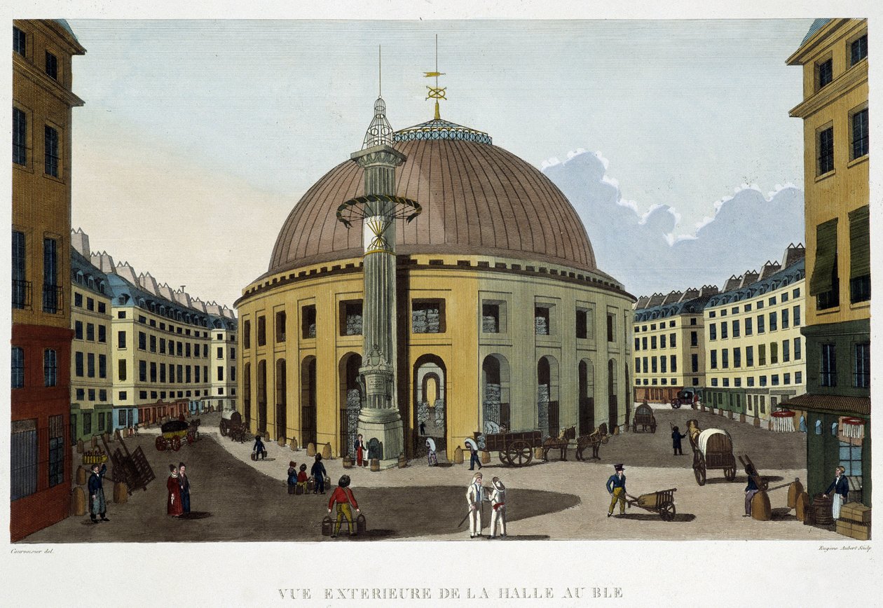 Utsidan av Halle au Blé - i "" Views of Paris" av Courvoisier av Henri Courvoisier Voisin