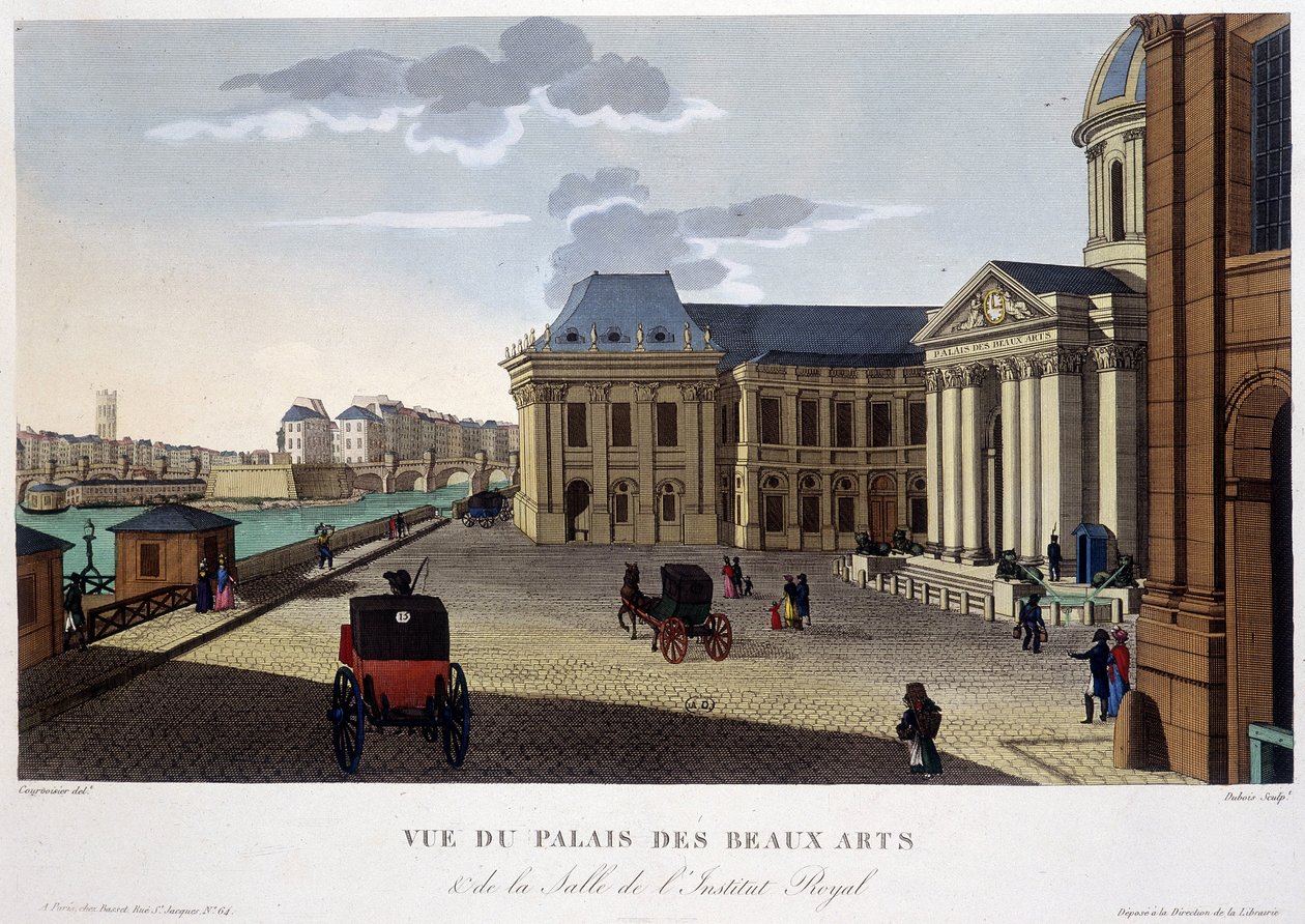 Palace of Fine Arts and Institute, cirka 1820 - i ""Views of Paris"" av Courvoisier av Henri Courvoisier Voisin
