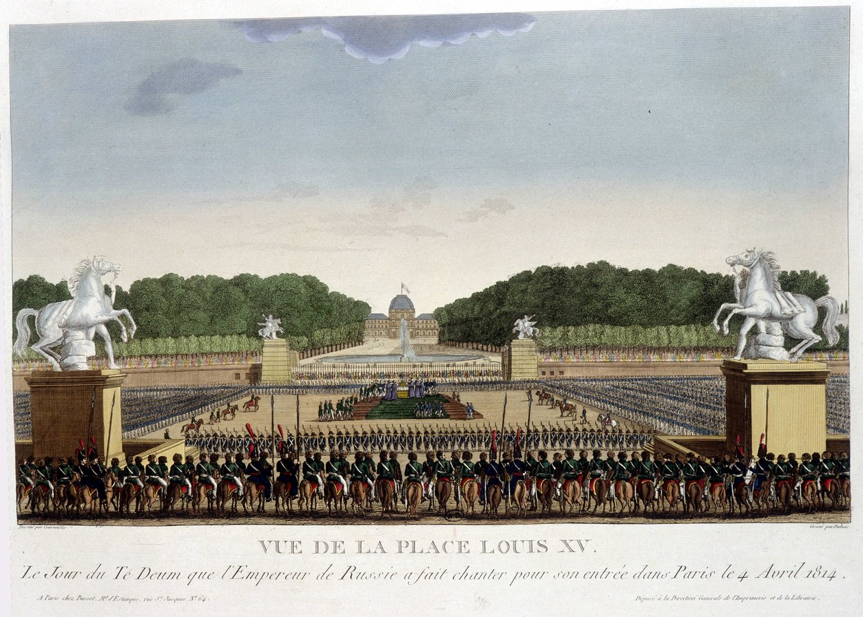 Place Louis XV (av Concorde), omkring 1820 i "" Vues de Paris"" av Courvoisier 1827 av Henri Courvoisier Voisin