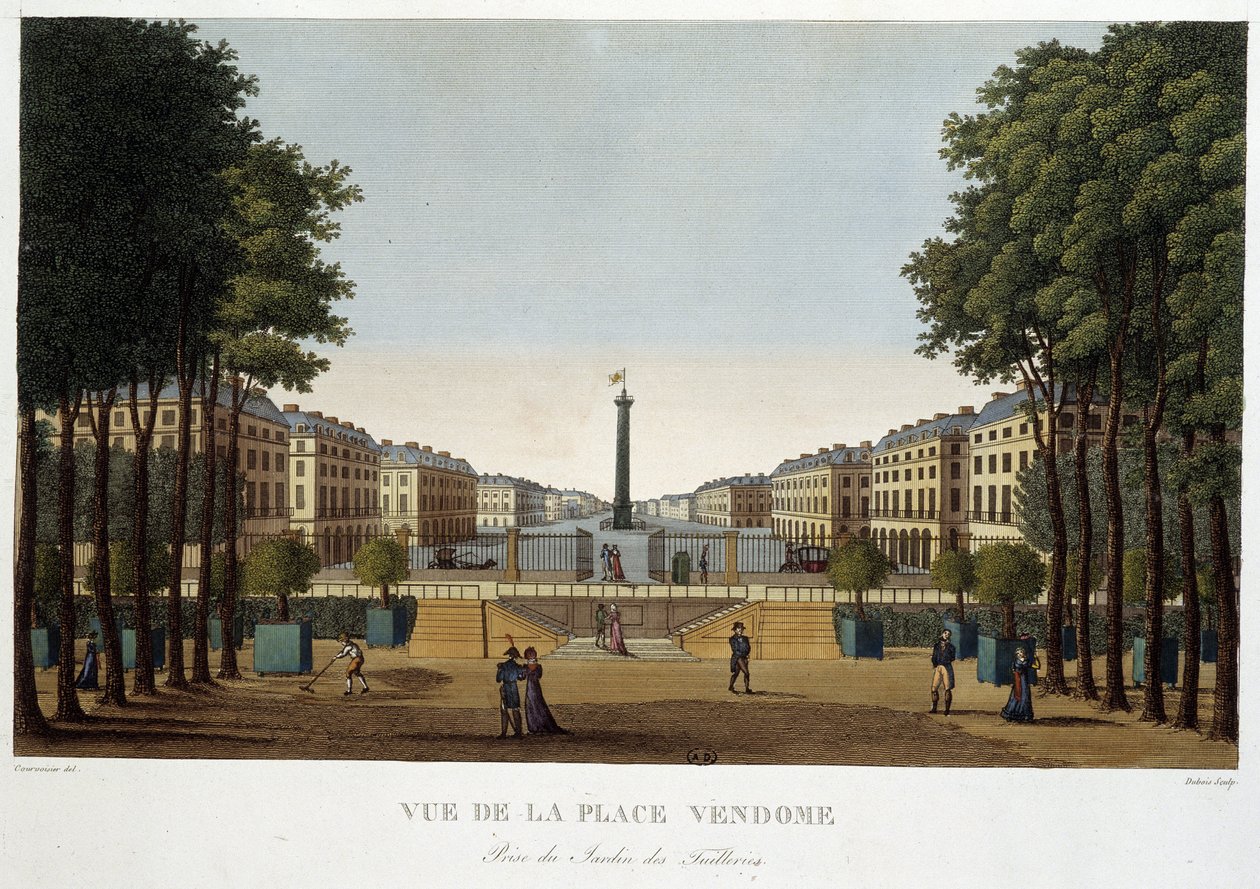 Place Vendôme, utsikt över en trädgård - Paris av Courvoisier av Henri Courvoisier Voisin