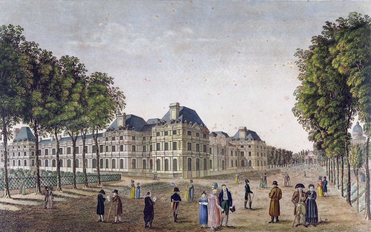 Luxemburgpalatset, ca 1815-20 (färgstick) av Henri Courvoisier Voisin