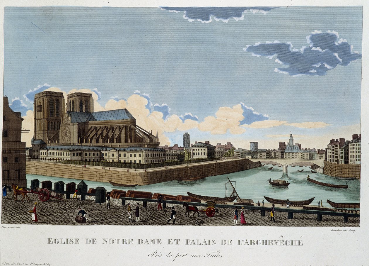 Kyrkan Notre-Dame och Archevéché-palatset - i "" Views of Paris"" av Courvoisier av Henri Courvoisier Voisin