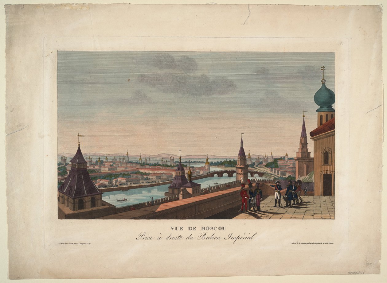 Utsikt över Moskva, tagen från balkongen på det kejserliga palatset, 1812 av Henri Courvoisier Voisin