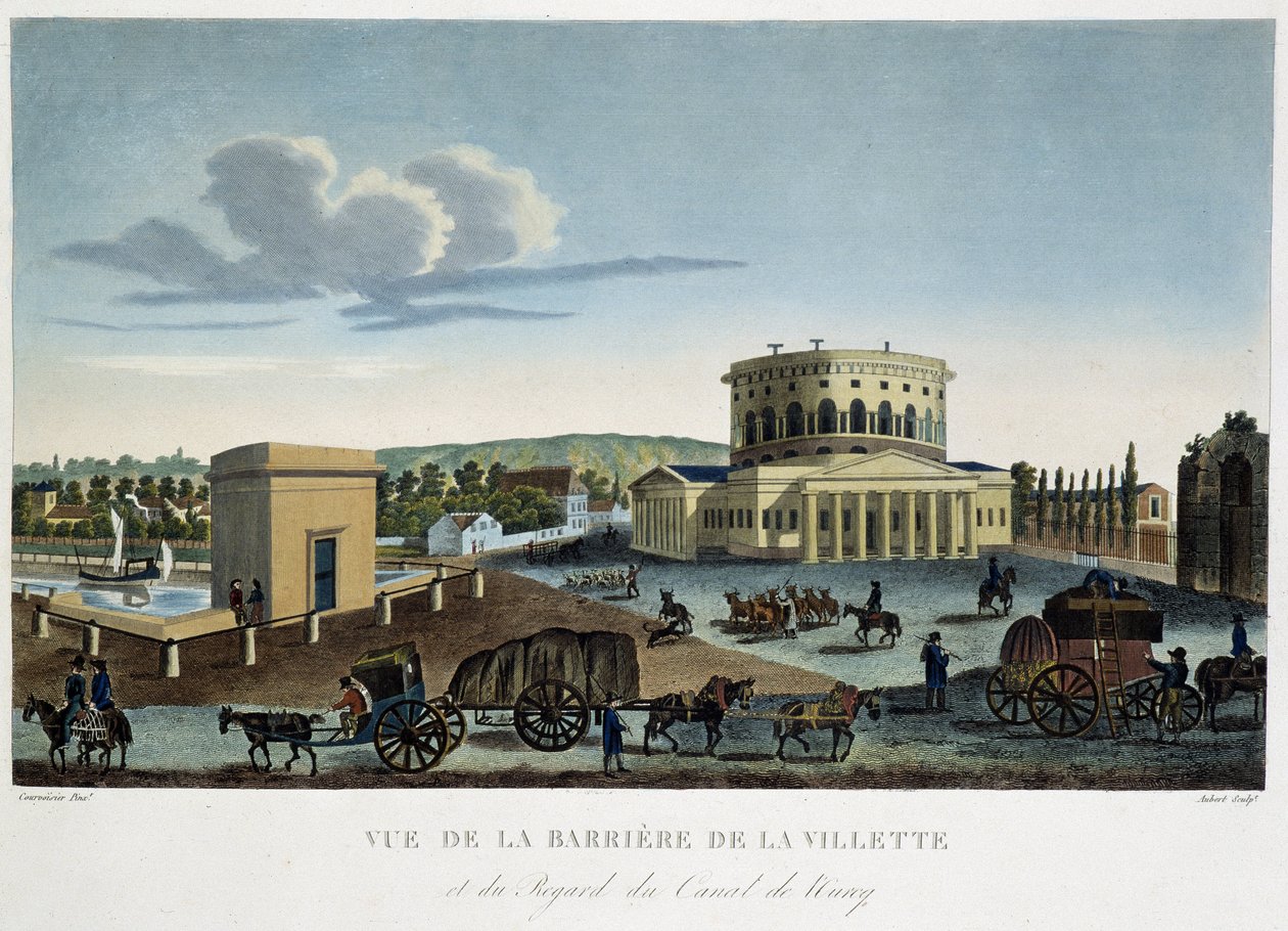 Utsikt över Barrier de la Villette - i "" Utsikt över Paris, cirka 1810: Les Barriers de Paris "" av Courvoisier av Henri Courvoisier Voisin
