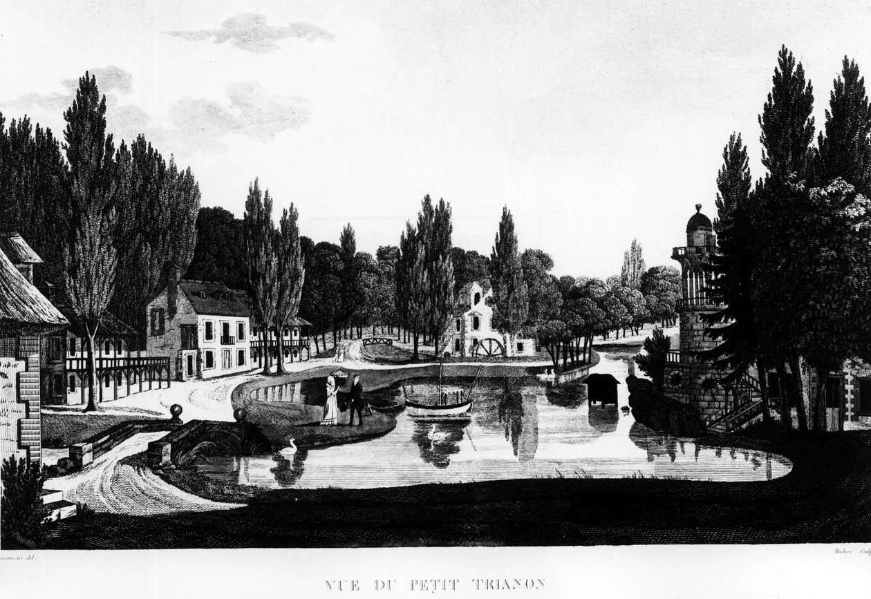 Vy över Peer Trianon i Versailles - teckning av Courvoisier av Henri Courvoisier Voisin