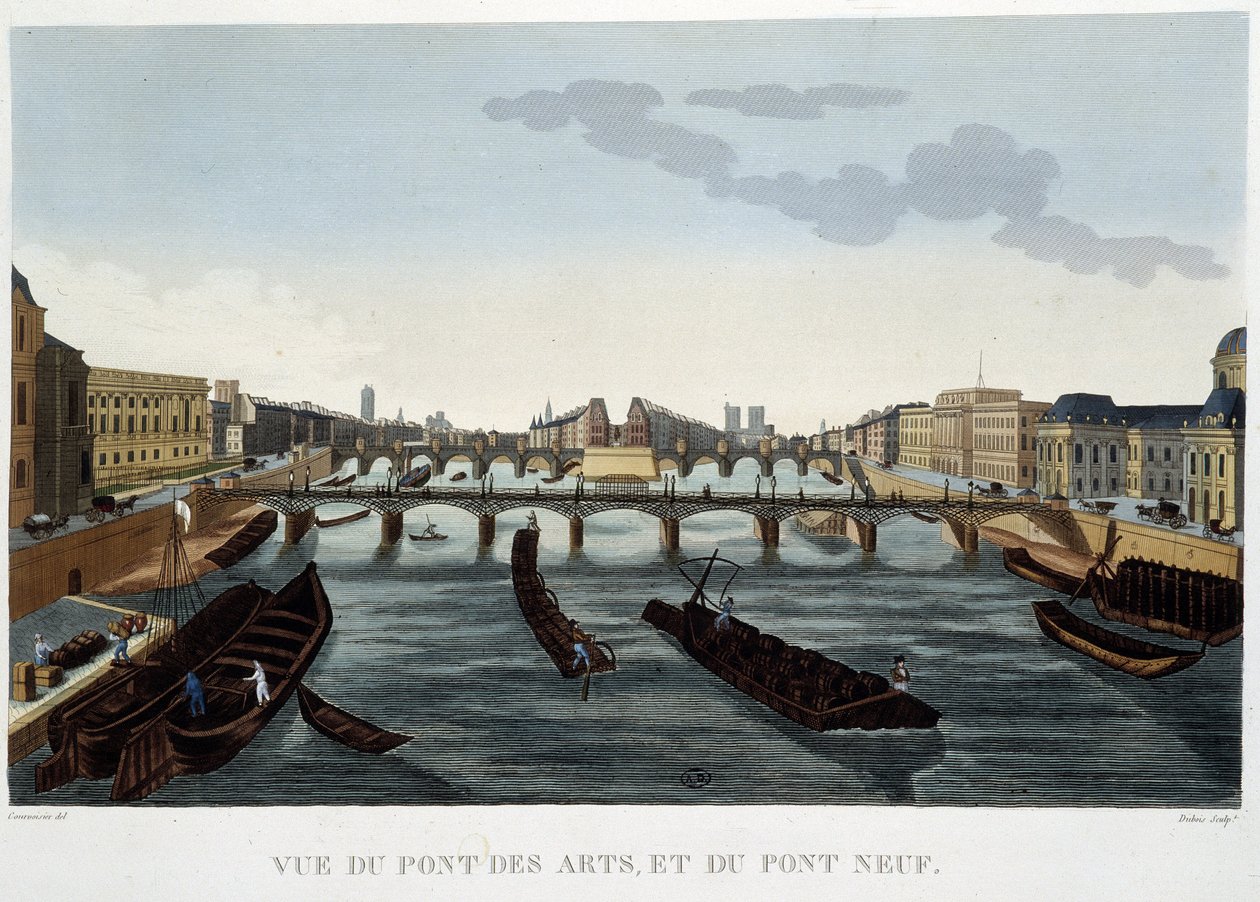 Utsikt över Pont des Arts och Pont Neuf - av Courvoisier av Henri Courvoisier Voisin