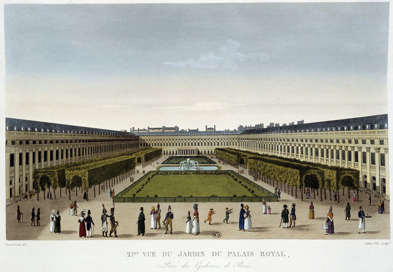 Utsikt över det kungliga slottets trädgård - i "" Views of Paris"" av Courvoisier av Henri Courvoisier Voisin