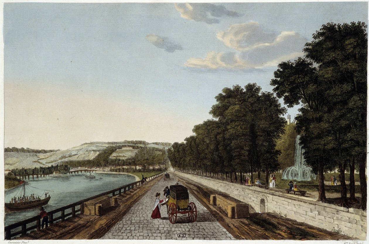 Utsikt över terrassen i Parc St Cloud - i "Vues de Paris" av Courvoisier av Henri Courvoisier Voisin