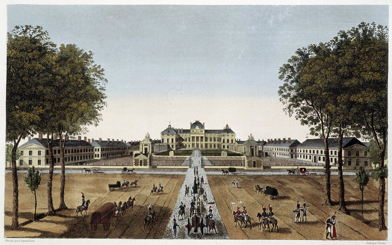 Utsikt över Royal Military School, utsikt från Avenue Vaugirard, ca. 1820 - i ""Views of Paris"" av Courvoisier av Henri Courvoisier Voisin