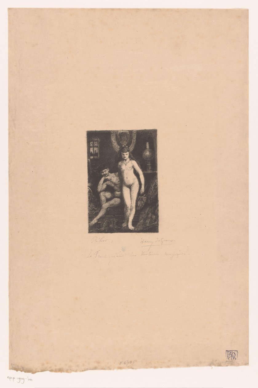 Stående naken kvinna och sittande naken man av Henri De Groux (signed by artist)