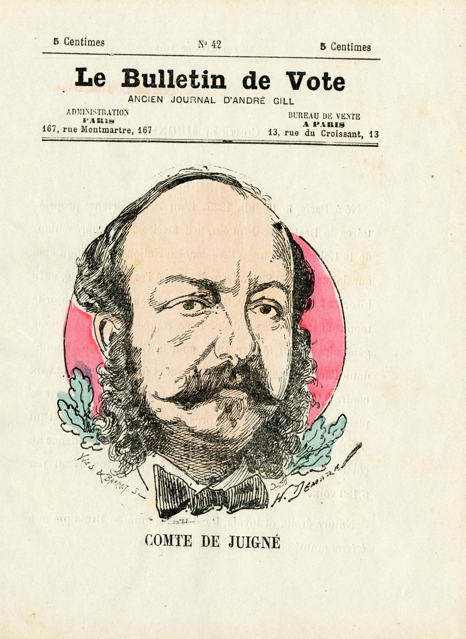 Valsedel 2:a serien, Satirique en Colors: De Juigne Comte - Illustration av Henri Demare (1846-1888) av Henri Demare