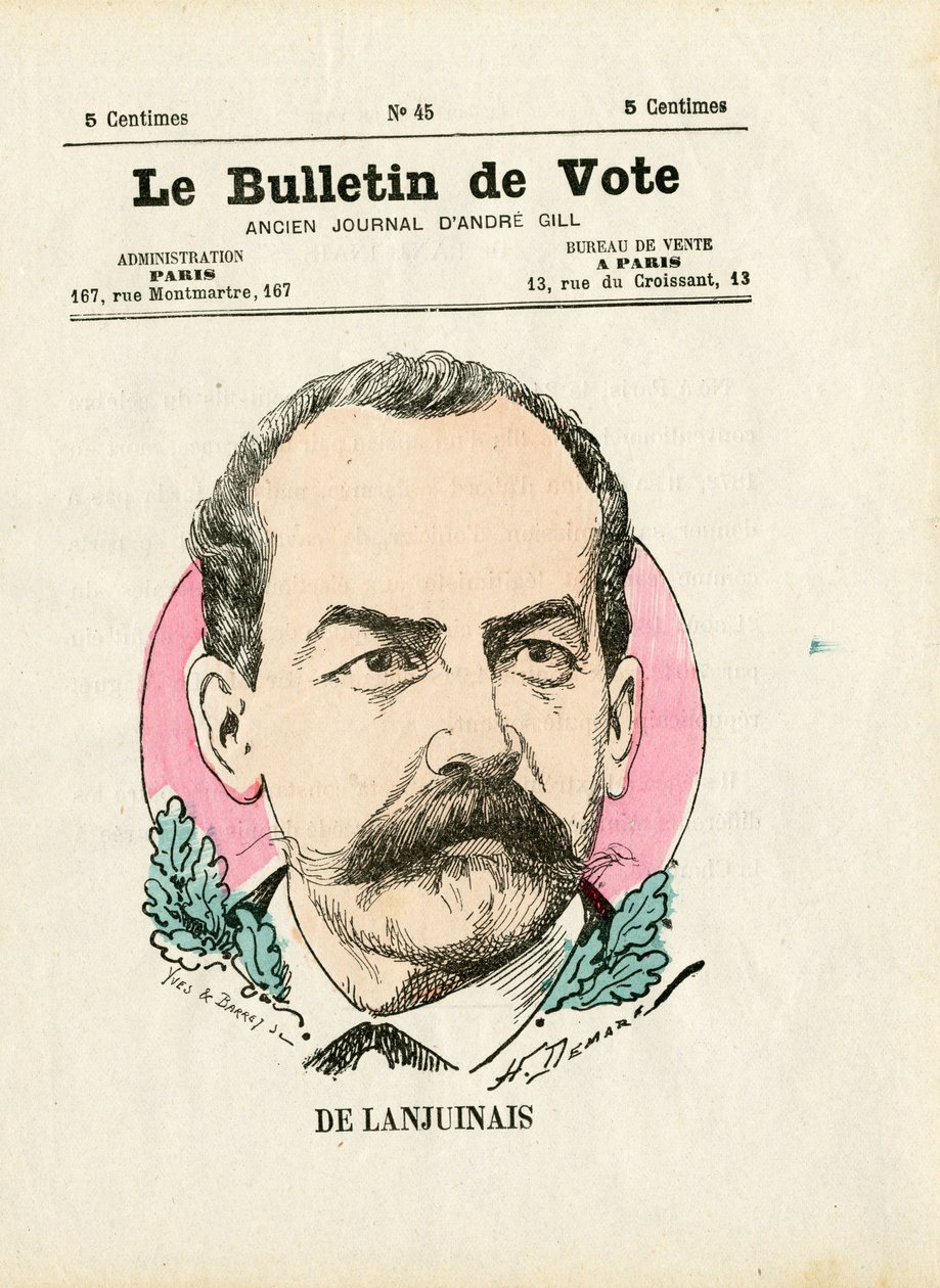 Valsedel 2:a serien, Satirical in Colours: De Lanjuinais - Illustration av Henri Demare (1846-1888) av Henri Demare