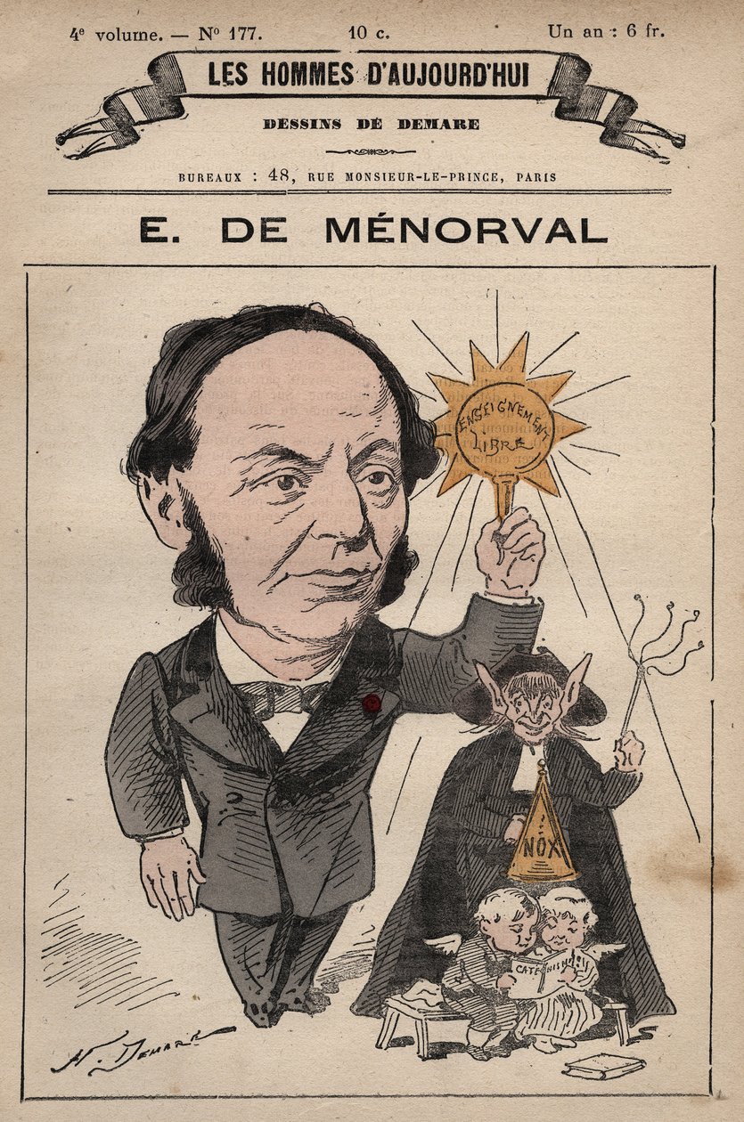 Tecknad serie av Eugene de Menorval (1829-1897) engelsk författare från "Les Hommes d