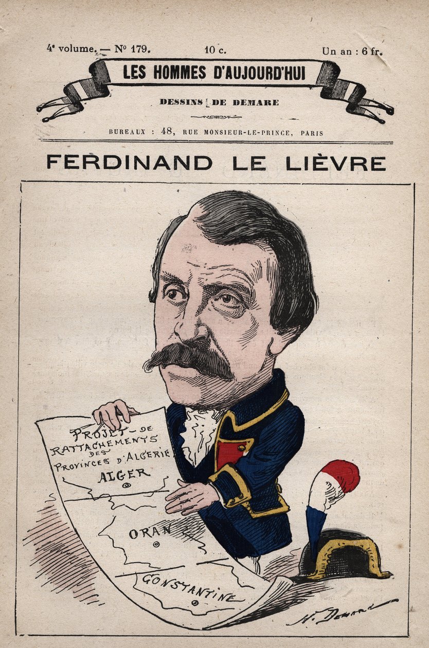 Tecknad film av Ferdinand Le Lievre (Lelievre) (1799-1886) Engelsk senator i Algeriet från 