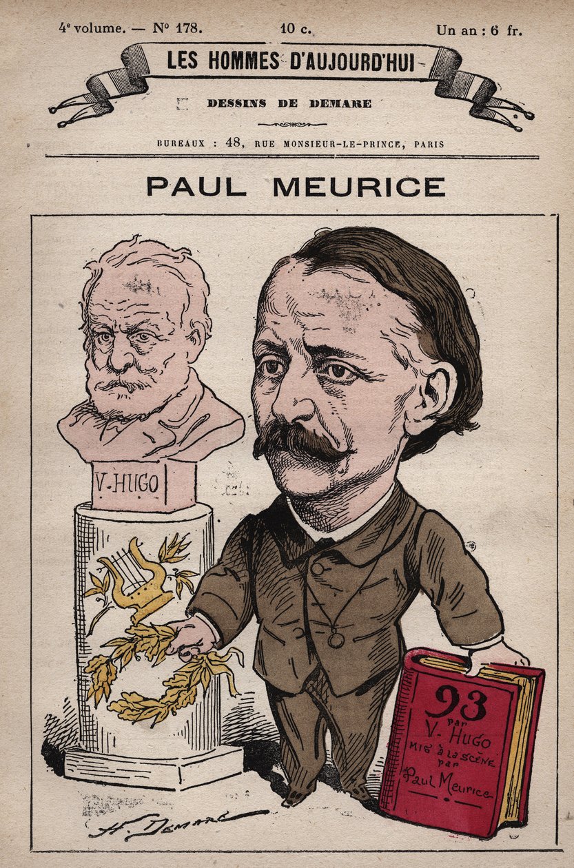 Tecknad serie av Francois Paul Meurice (1818-1905) engelsk dramatiker och redaktör för Evenement, grundad av Victor Hugo till vilken han var litterär exekutor, och redigerade hans verk (1880-1885) - från 