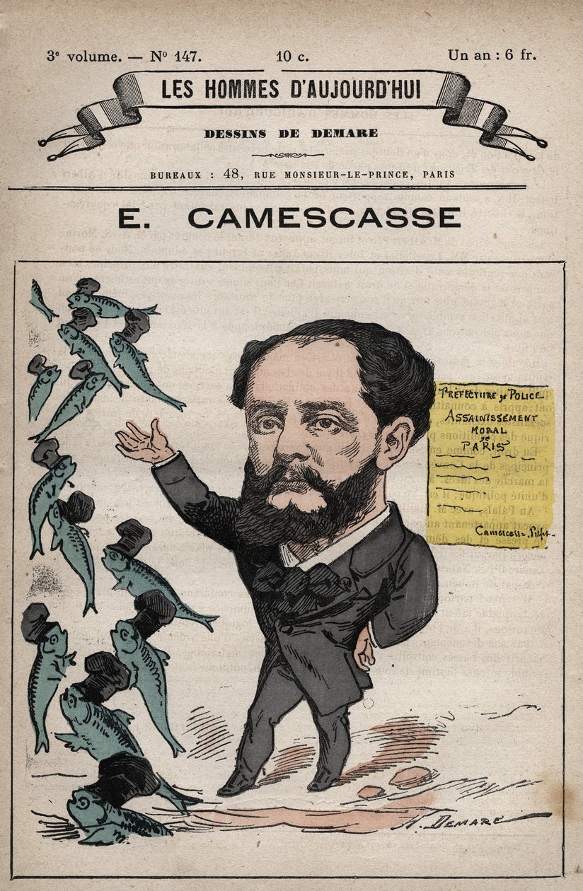 Tecknad film av Jean Louis Ernest Camescasse (1838-1897) advokat, fransk politiker - från 