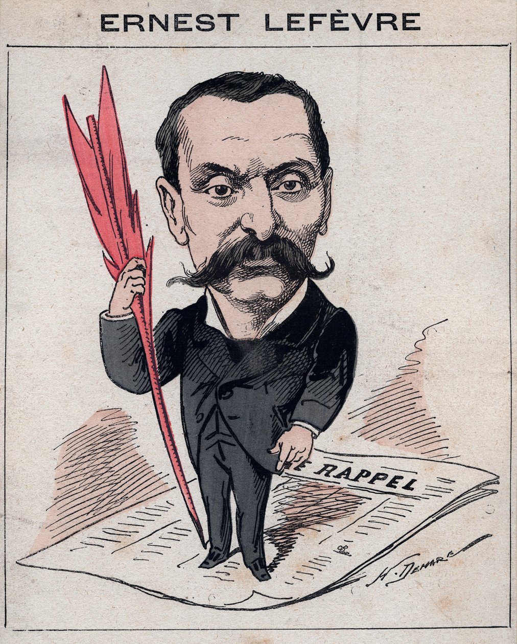 Francois Ernest Lefevre (1833 -1889), advokat och politikerpresident för Conseil Municipal och deputerade de Paris - karikatyr av Henri Demare i "Les Hommes d