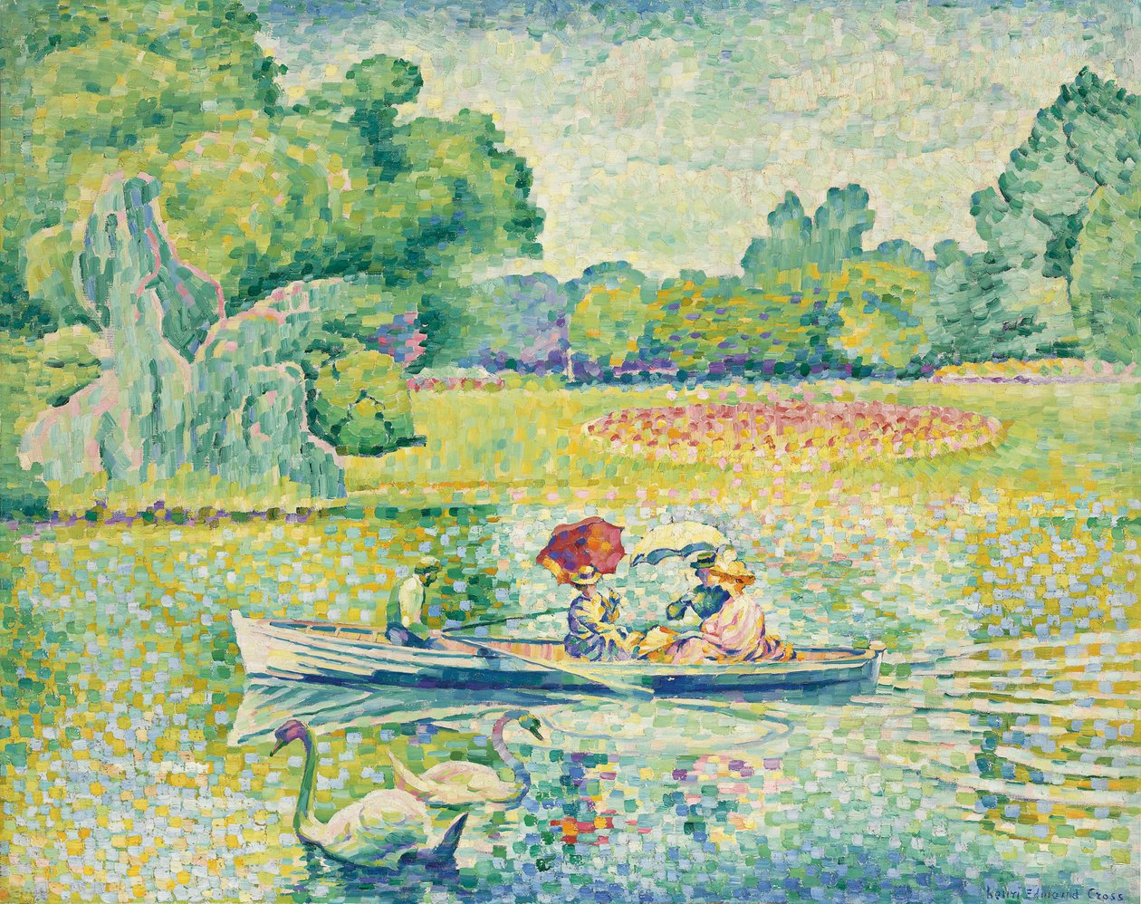 Båtliv i Bois de Boulogne; Båttur i Bois de Boulogne, ca 1899-1900 av Henri Edmond Cross