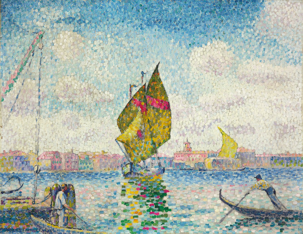 Segelbåtar på Giudecca eller Venedig, Marine; Segelbåtar på Giudecca eller Venedig, Marine, 1903-1905 av Henri Edmond Cross
