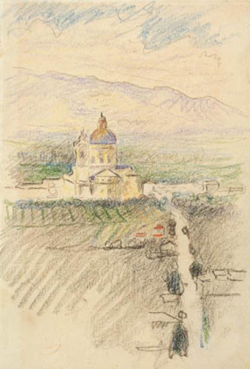 Vy över Santa Maria degli Angeli nära Assisi av Henri Edmond Cross