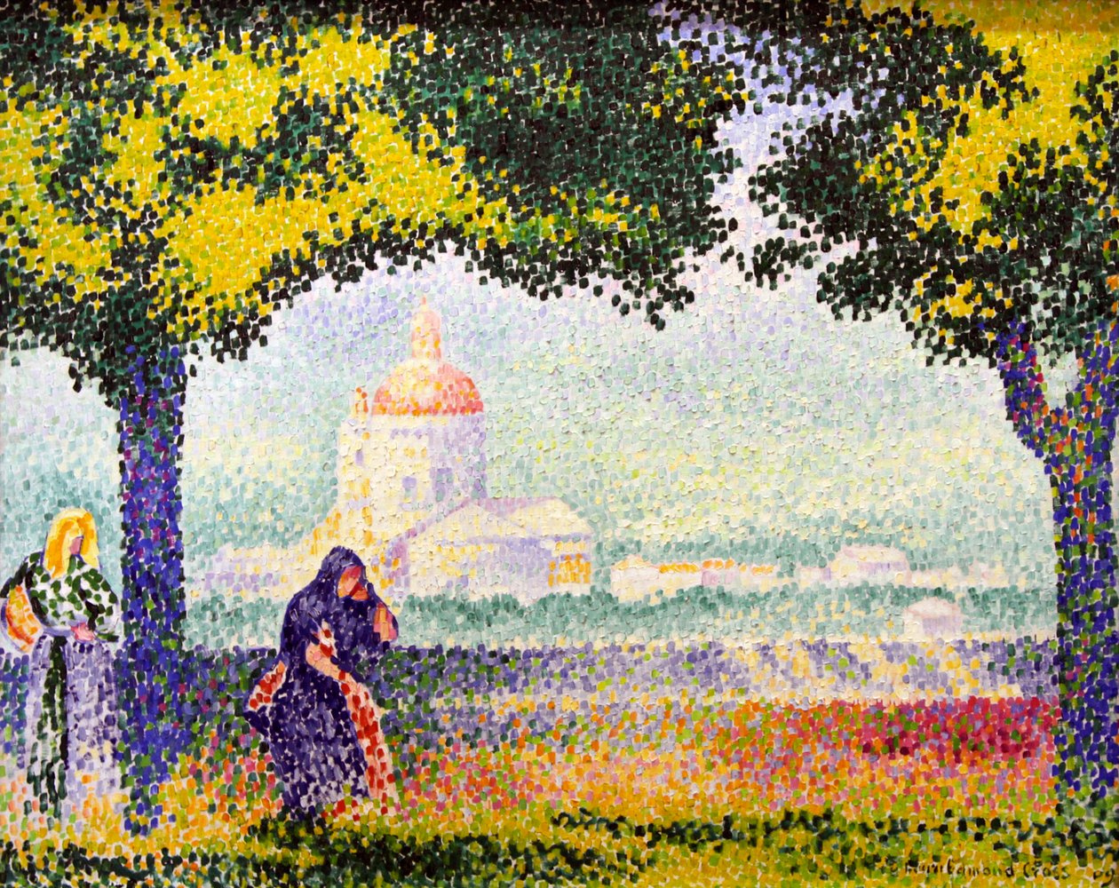 "Utsikt över kyrkan Santa Maria degli Angeli nära Assisi", 1909 av Henri Edmond Cross