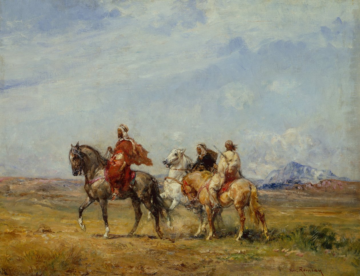 Ett arabiskt jaktparti (olja på duk) av Henri Emilien Rousseau