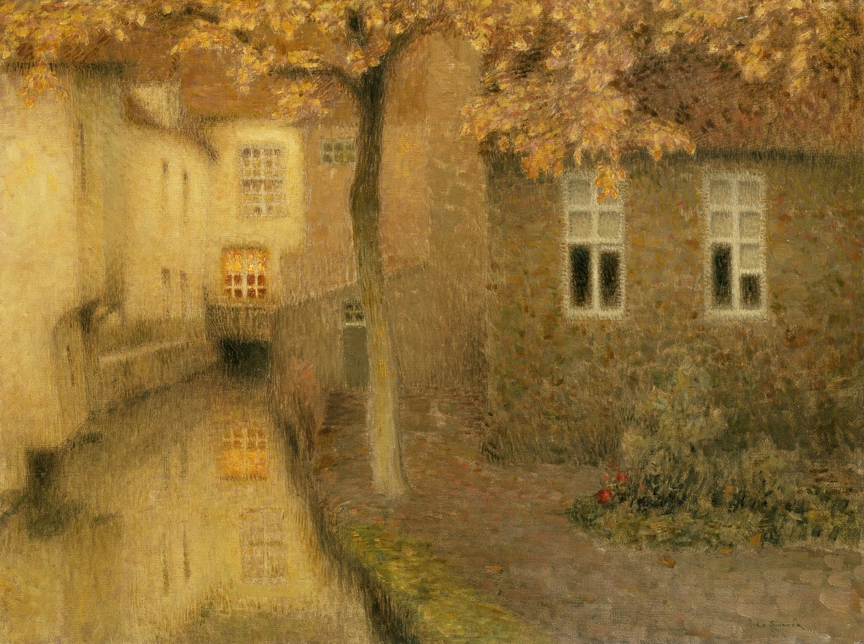 En kanal i Brygge vid skymningen, ca. 1898 av Henri Eugene Augustin Le Sidaner