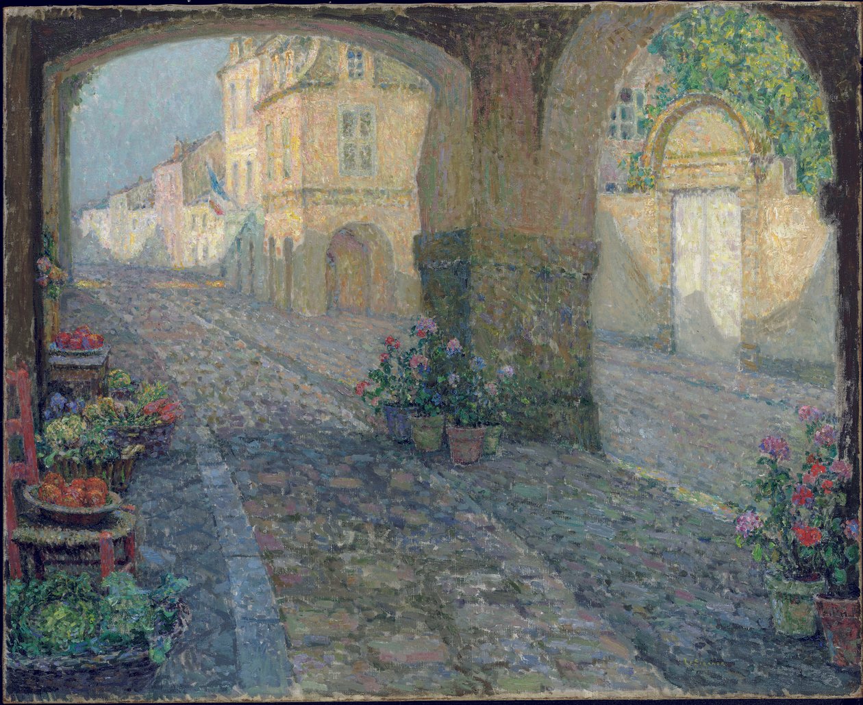 Handla i Gamla verandan; Gamla verandabutiken av Henri Eugene Augustin Le Sidaner
