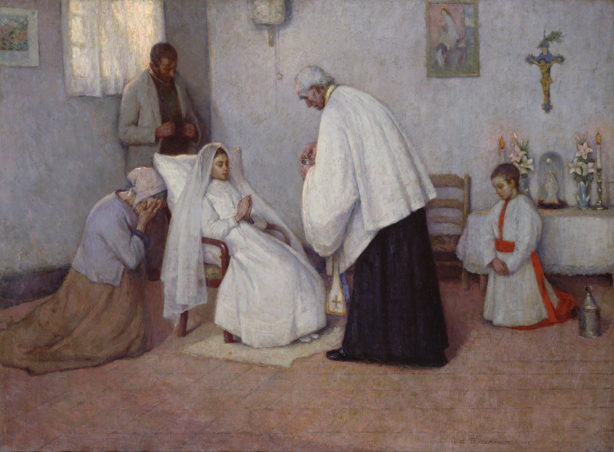 Kommunion i Extremis, 1889 av Henri Eugene Augustin Le Sidaner