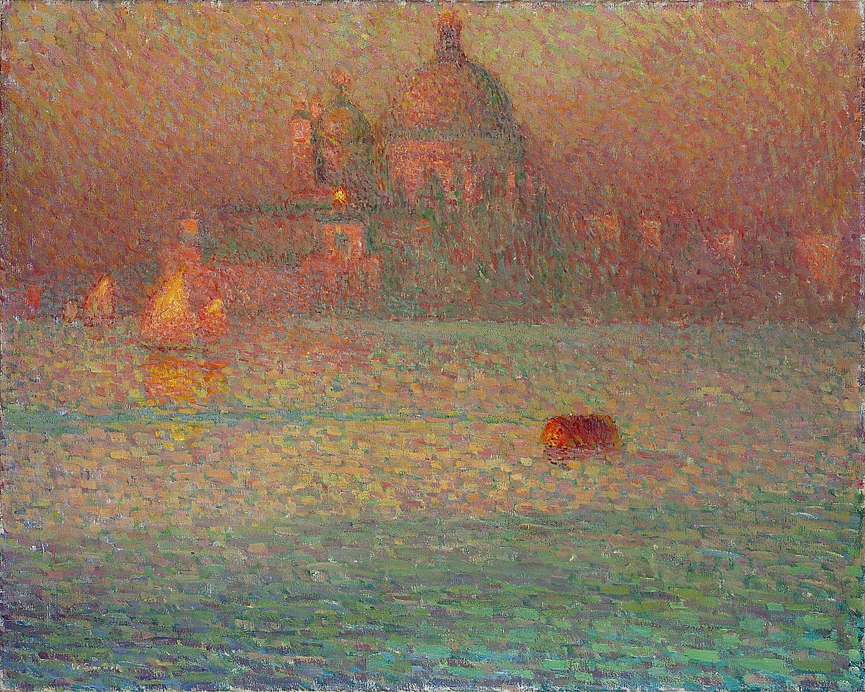 Fyrverkerier - Vintermorgon i Venedig - Målning av Henri Le Sidaner (1862-1939), Olja på duk av Henri Eugene Augustin Le Sidaner