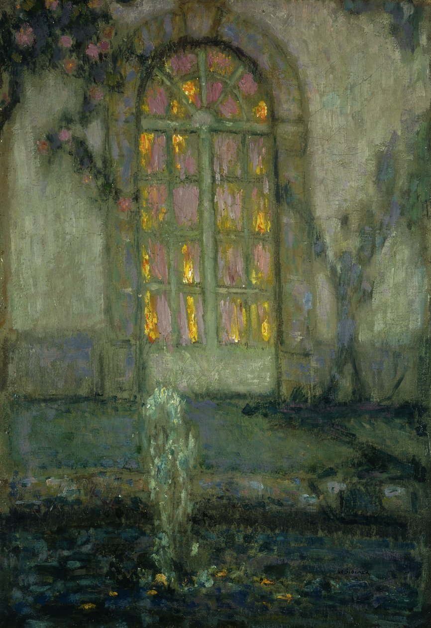 Glasdörr mot trädgården; Glasdörr till trädgården av Henri Eugene Augustin Le Sidaner