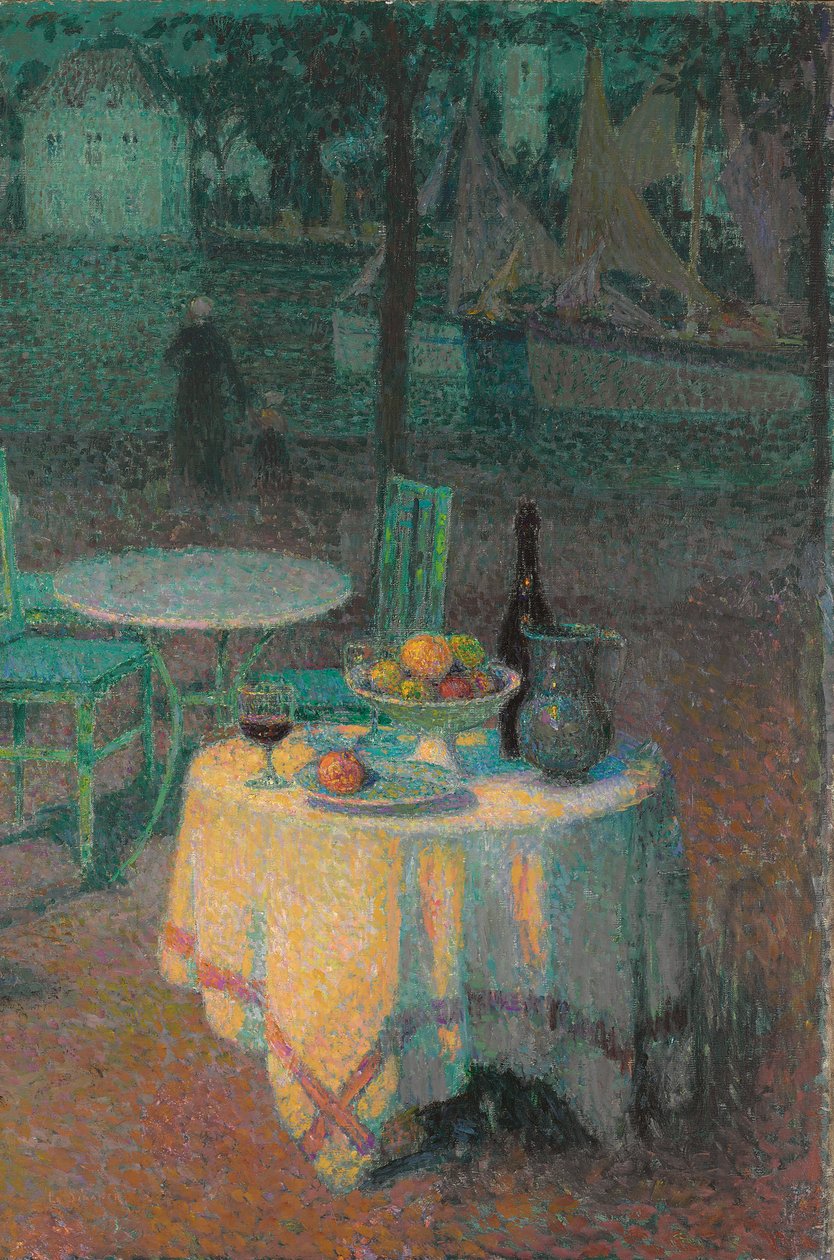 Harbor Cafe; Café du Port av Henri Eugene Augustin Le Sidaner