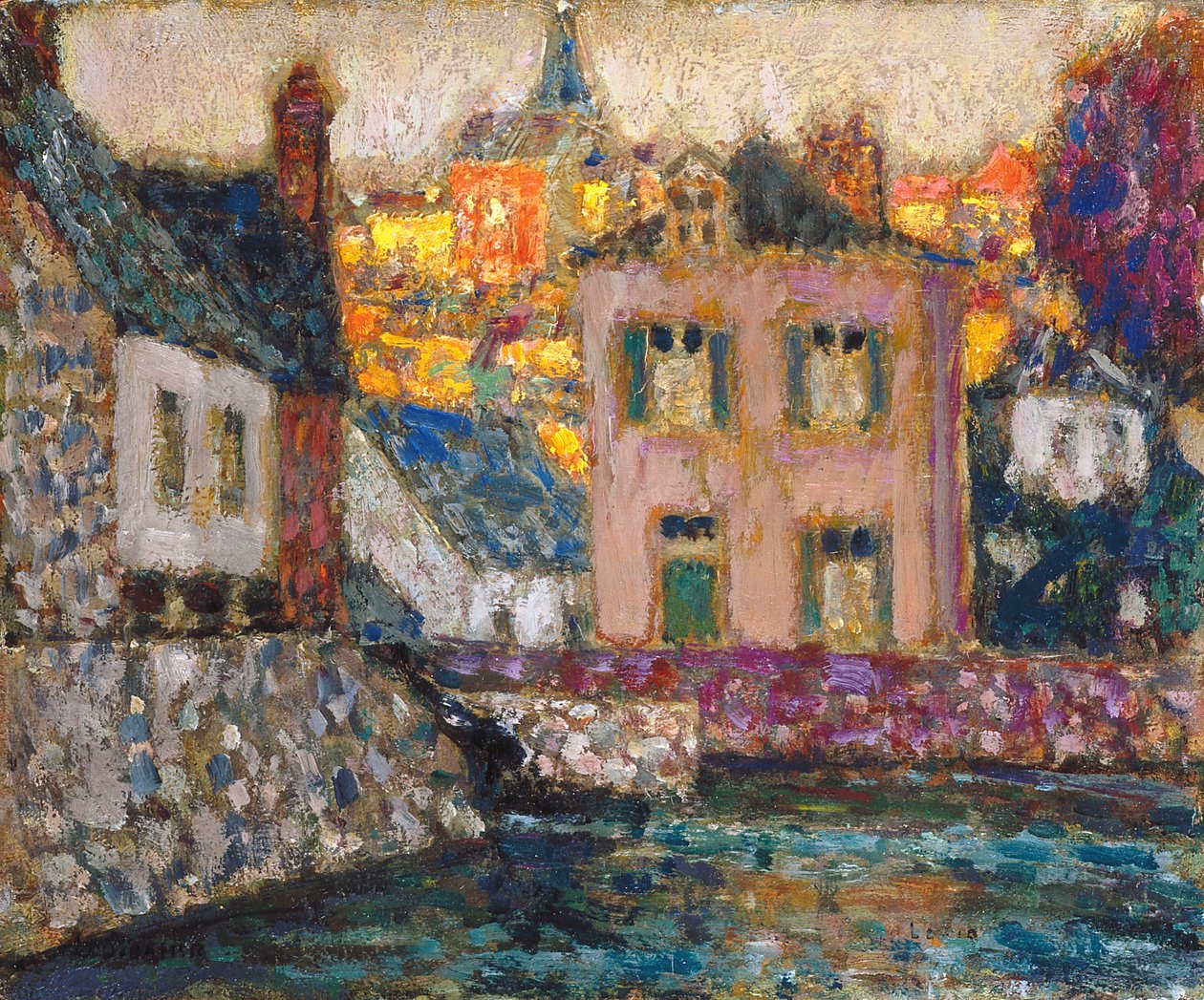 Studie För Hus På Floden Vid Fougères av Henri Eugene Augustin Le Sidaner