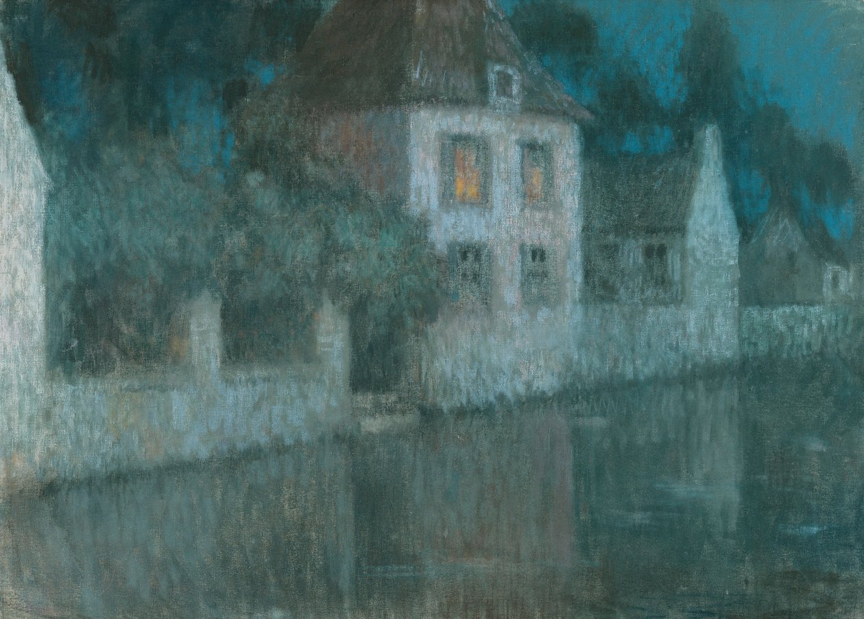 Kanalen till Nemours; Le Canal a Nemours av Henri Eugene Augustin Le Sidaner