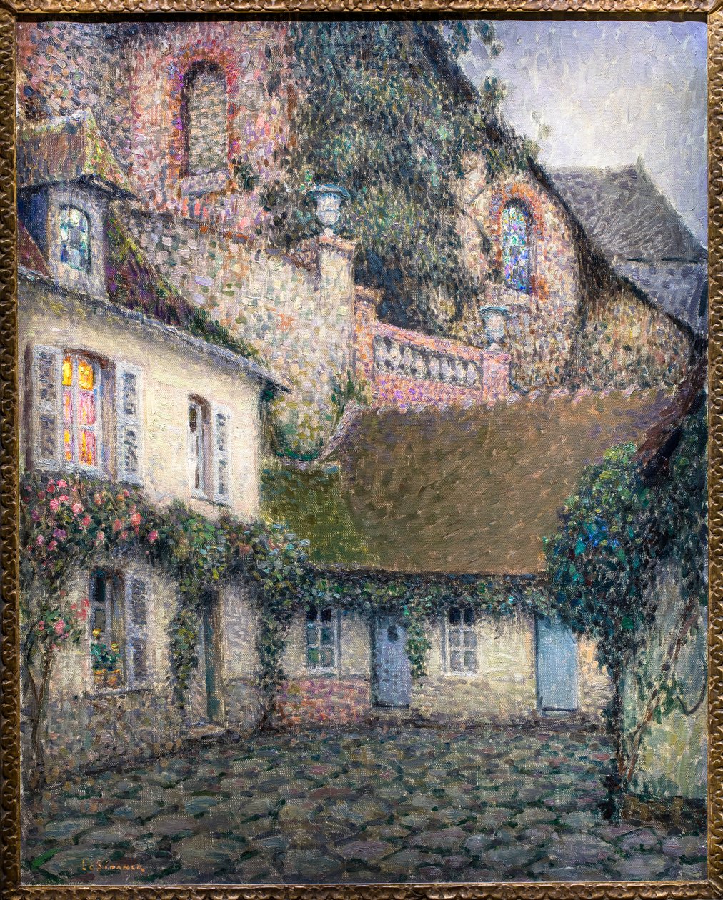The Evening House (olja på duk) av Henri Eugene Augustin Le Sidaner