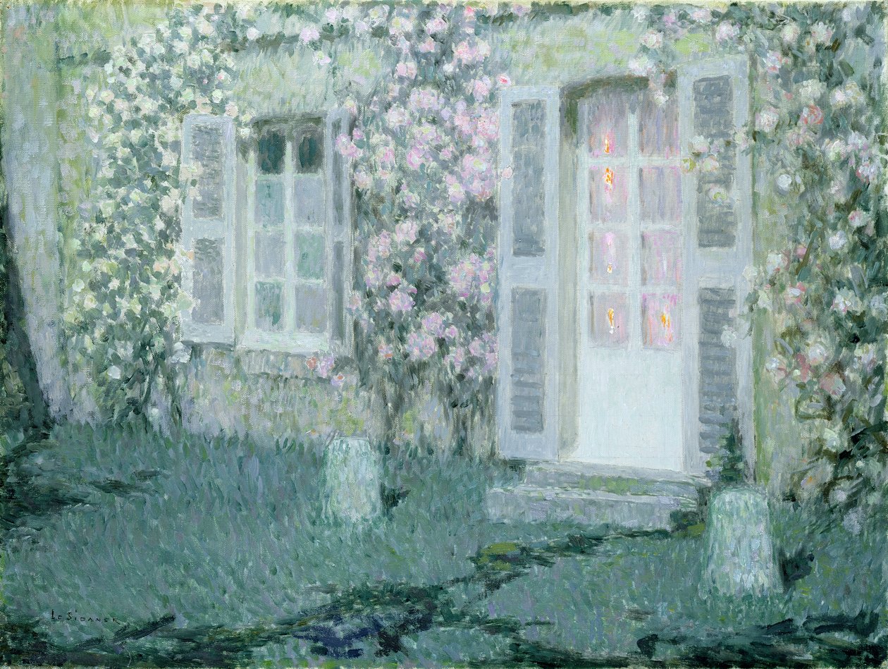 Huset med rosor, 1936 av Henri Eugene Augustin Le Sidaner