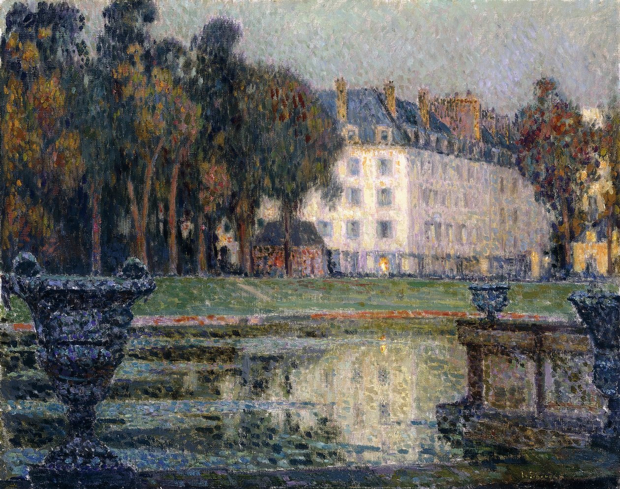 Neptunusfontänen i skymningen av Henri Eugene Augustin Le Sidaner