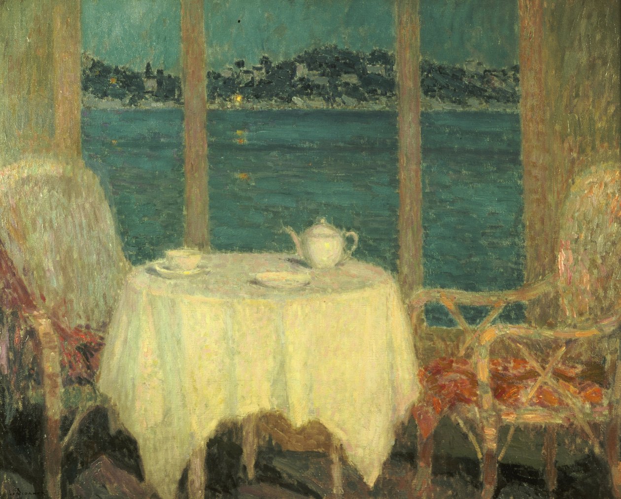 Terrassen framför bukten St Tropez av Henri Eugene Augustin Le Sidaner