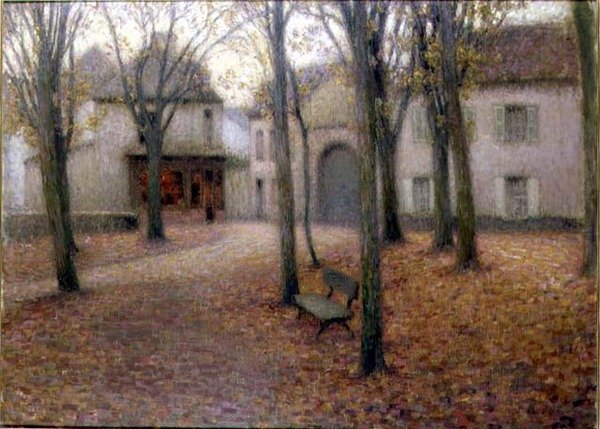Byn på hösten (olja på duk) av Henri Eugene Augustin Le Sidaner
