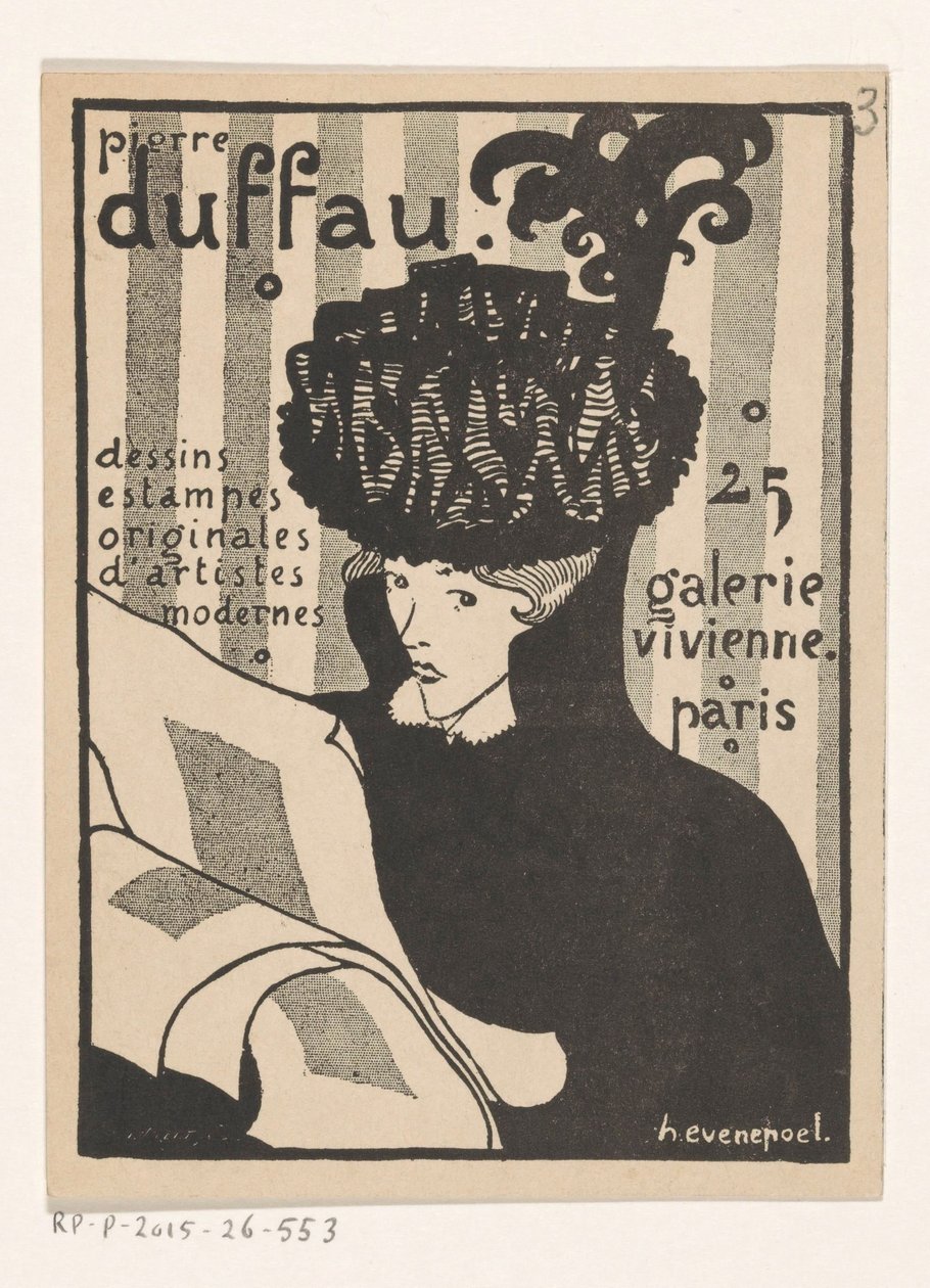 Visitkort från konsthandlaren Pierre Duffau i Paris av Henri Evenepoel