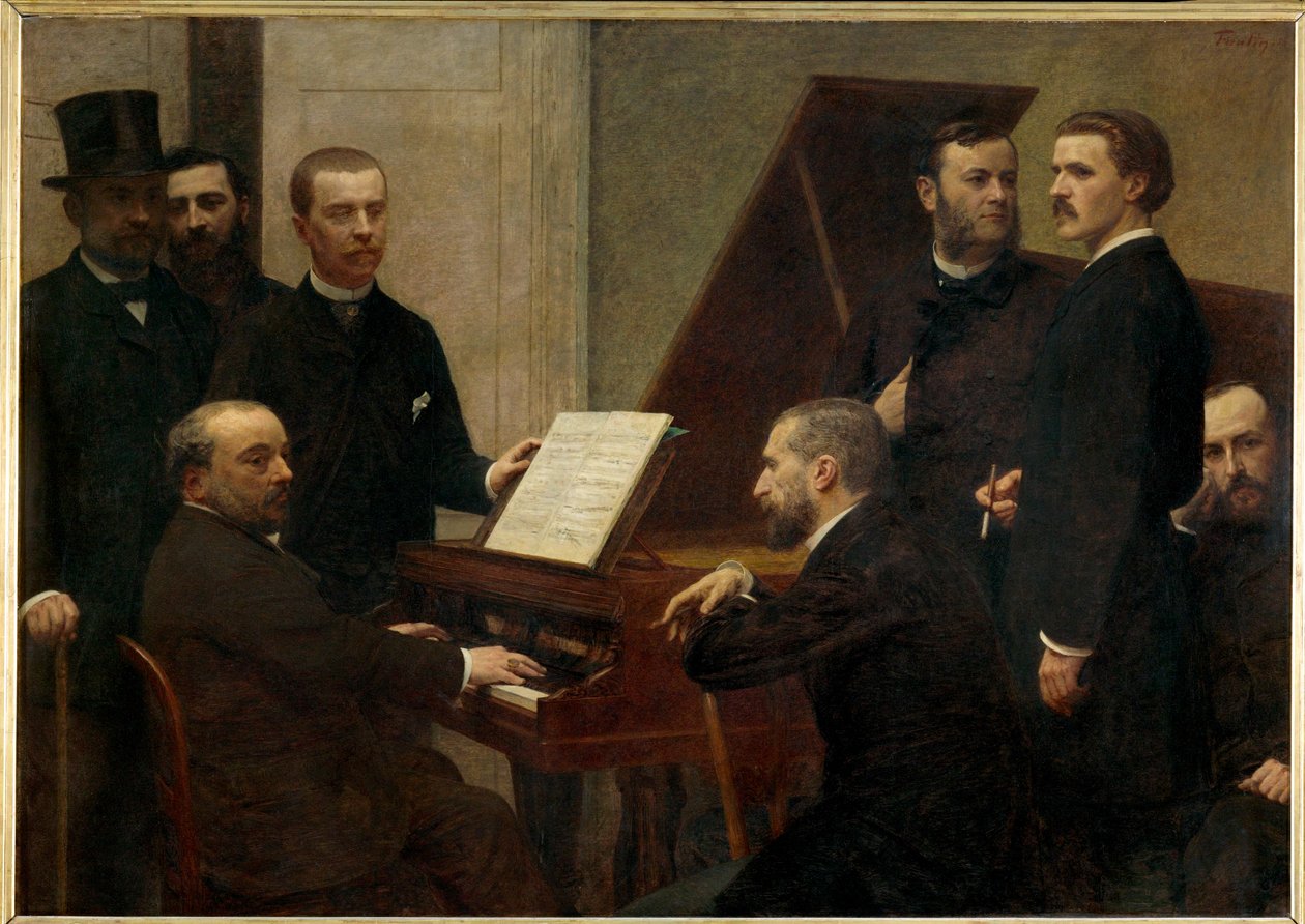 Autour du piano, från vänster: Adolphe Jullien, Arthur (målning på duk) av Henri Fantin-Latour